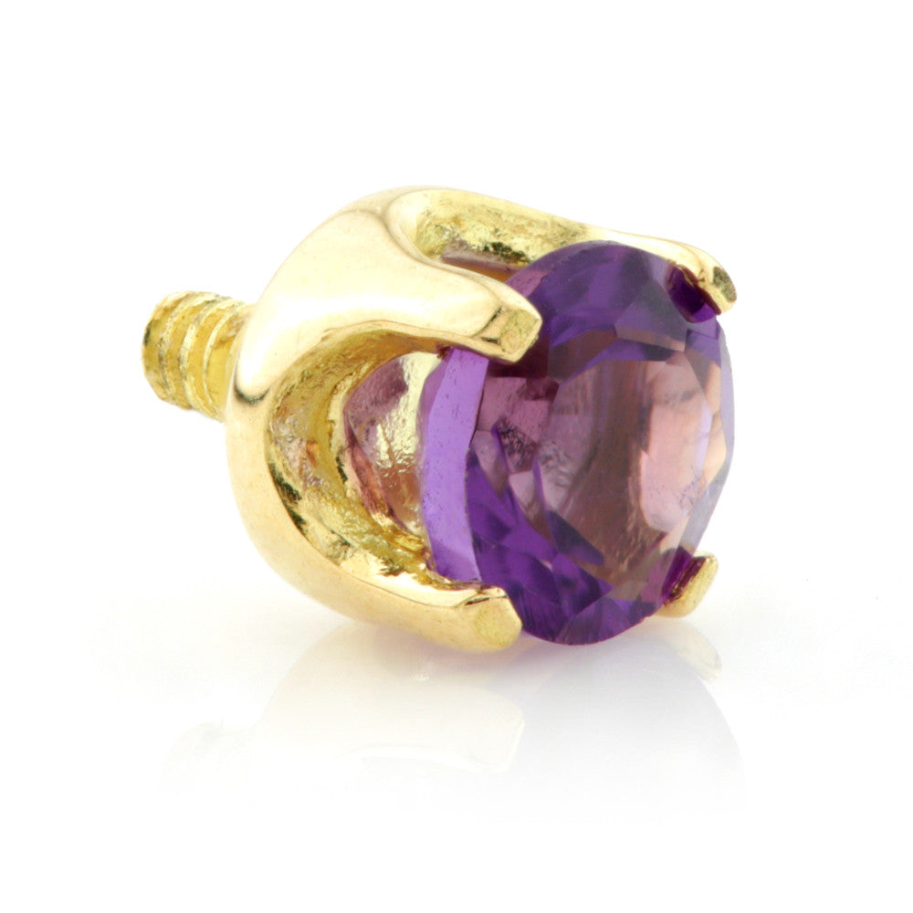 TL - 18ct Internal Gold Prong Set Natural Amethyst Attachment