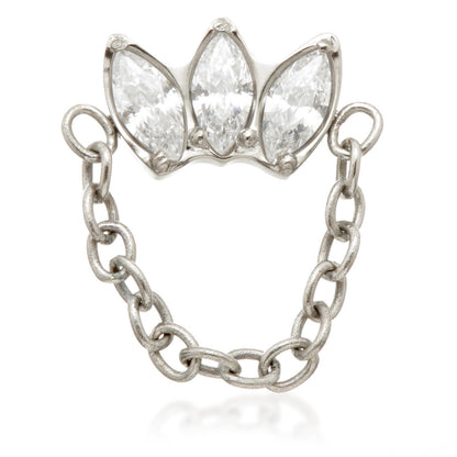 Ti Internal Triple Marquise with Hanging Chain Attachment