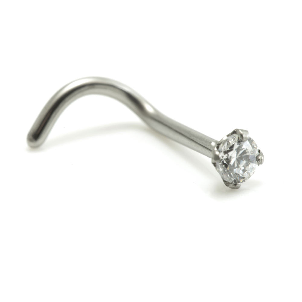 Titanium Prong Set Gem Nose Stud