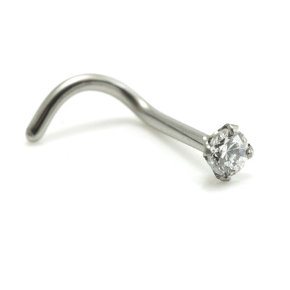 Titanium Prong Set Gem Nose Stud