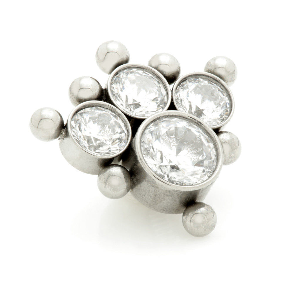 Ti Internal Quad Jewelled Bezel with Beads Attachment (0.9mm thread)