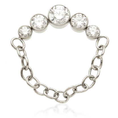 Ti Internal Bezel Gem Crescent with Hanging Chain Attachment