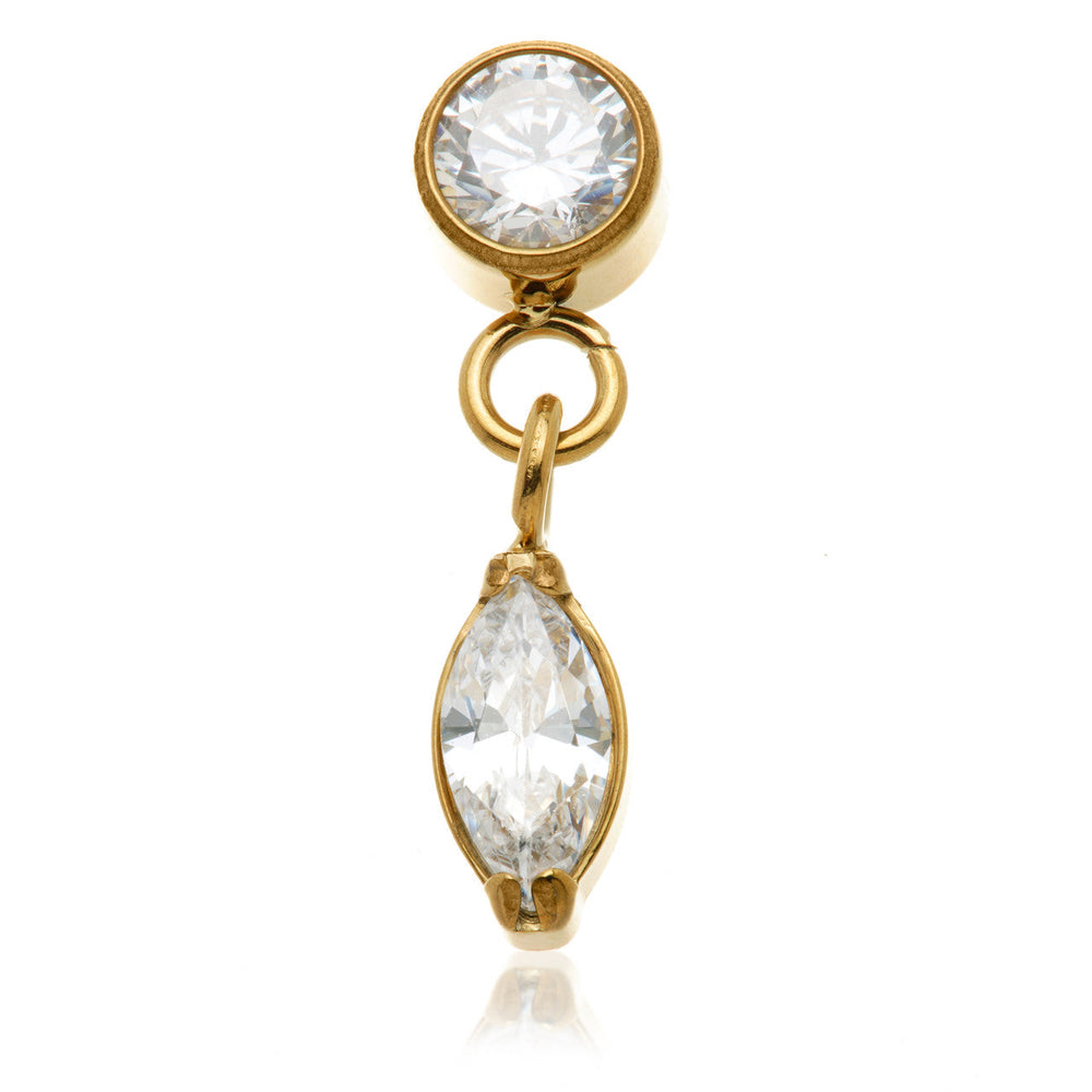 Zircon Gold Ti Internal Hanging Marquise Round Gem Attachment