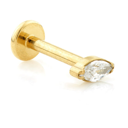 Zircon Gold Ti Threadless Micro Labret With Marquise Gem