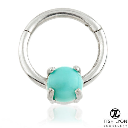 TL - 14ct Gold Turquoise Prong Set Hinge Ring