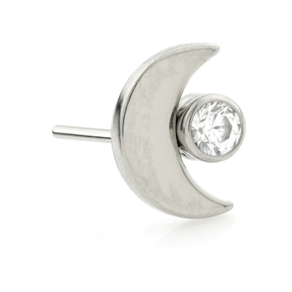 Threadless Ti Moon with Gem Attachment