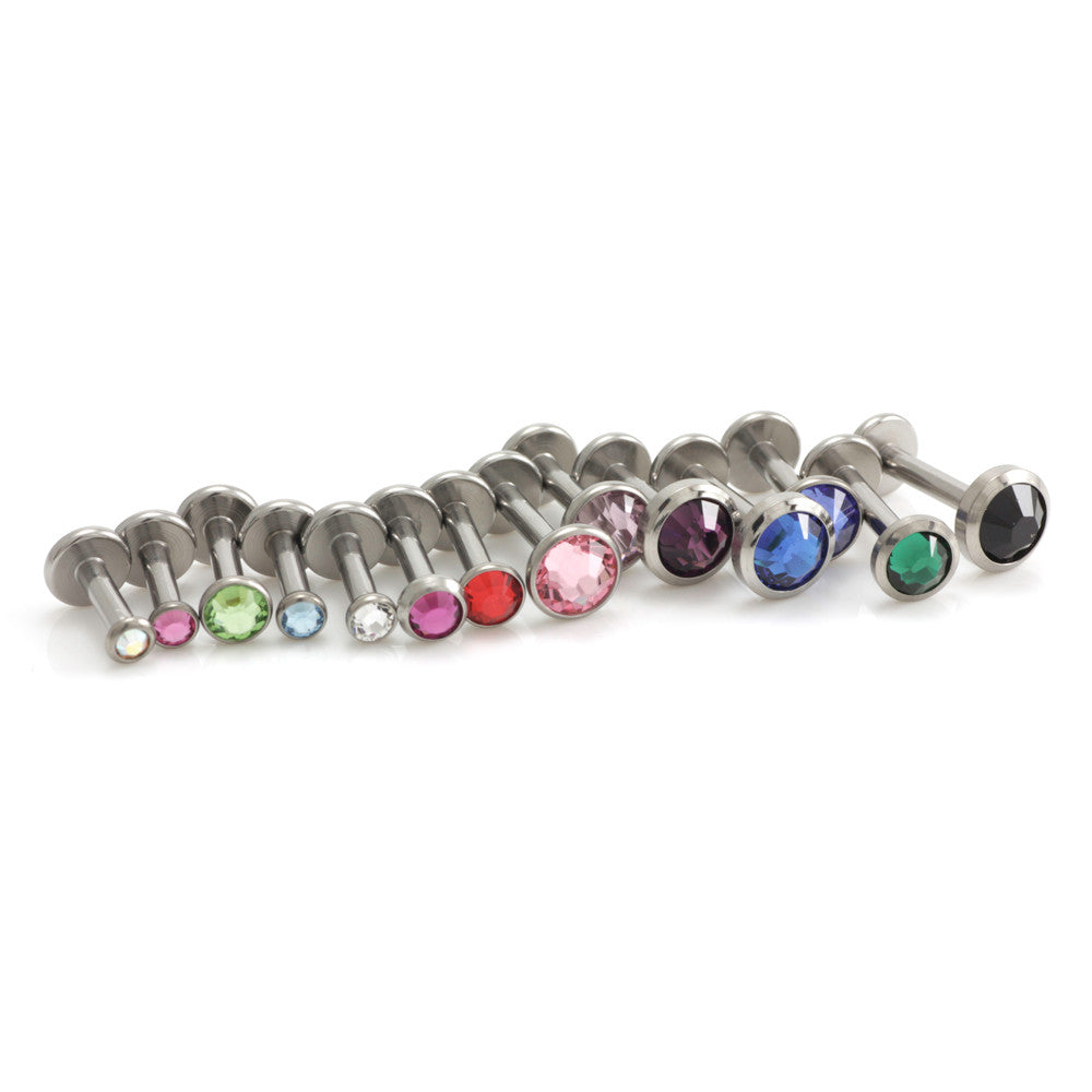 Internal Ti Micro Labret with Gem Disk 1.2mm-6-2.5-CRY