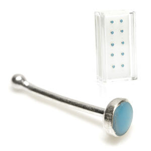 10x Turquoise Silver Straight Ball Back - in Box