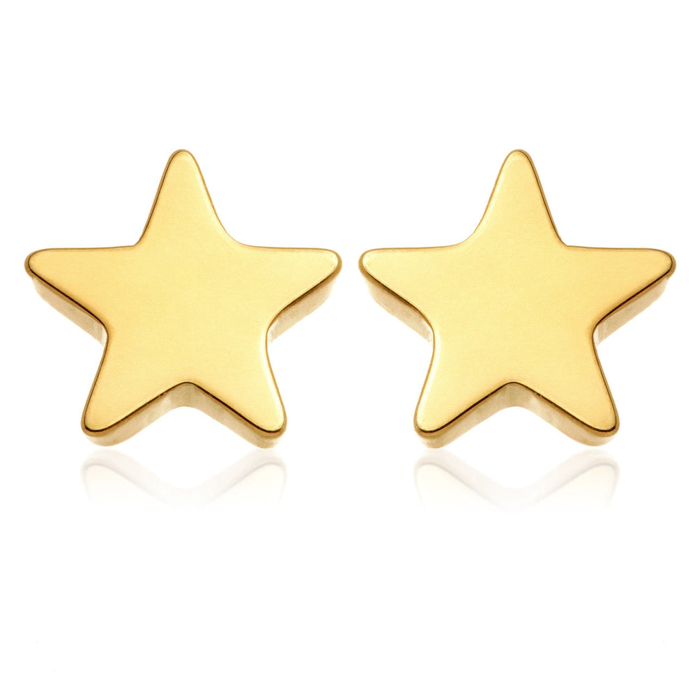 Zircon Gold Titanium Star Stud Earrings (Pair)