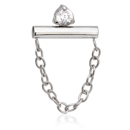 Ti Internal Prong Set Gem Straight Bar Attachment