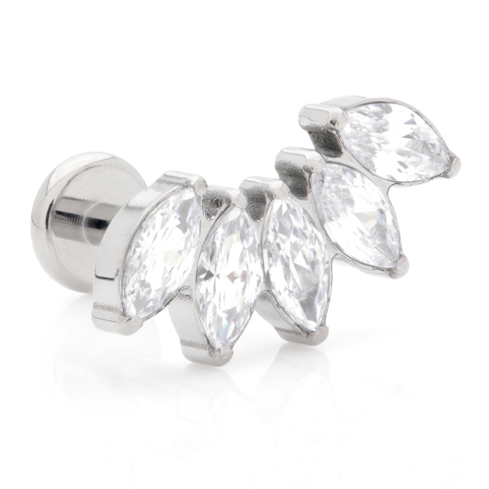 Ti Internal Labret with Jewelled Marquise Crescent Attachment