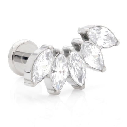 Ti Internal Labret with Jewelled Marquise Crescent Attachment