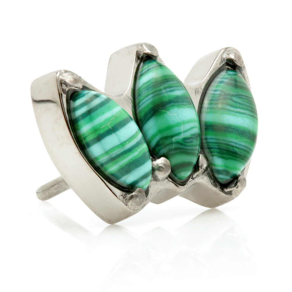 Ti Threadless Triple Marquise Attachment with Malachite Stone