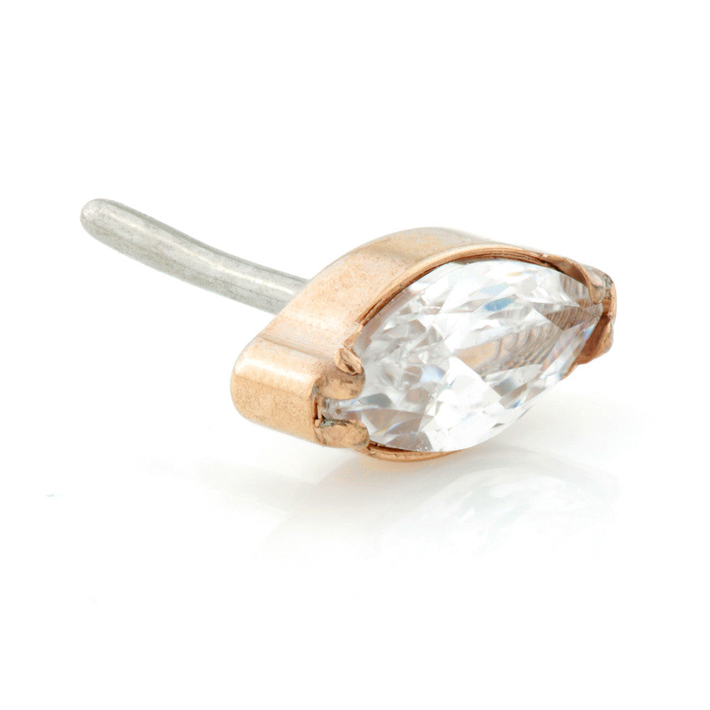 Yellow Gold Ti Threadless Marquise Gem Attachment