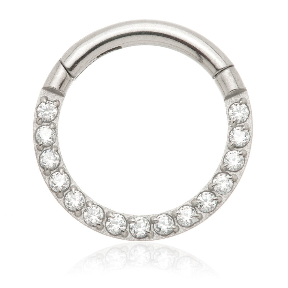 Niobium Pavé Gems Hinged Daith Ring