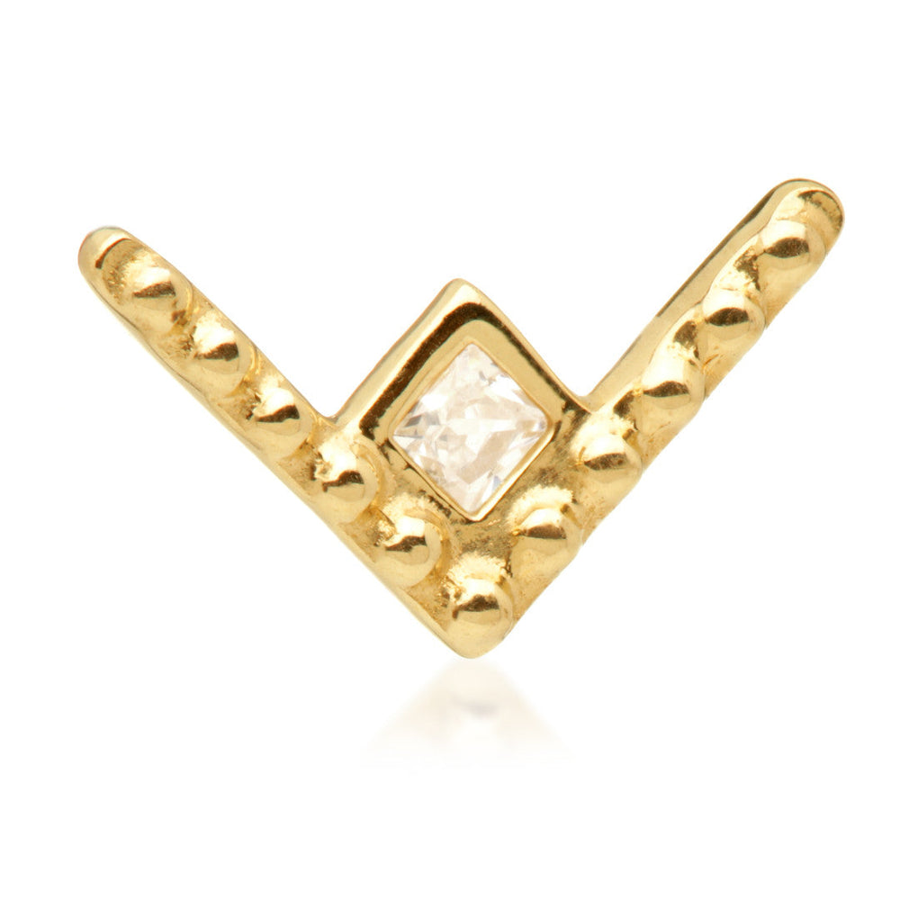 TL - 14ct Threadless Milligrained V Shaped Gem Pin Attachment