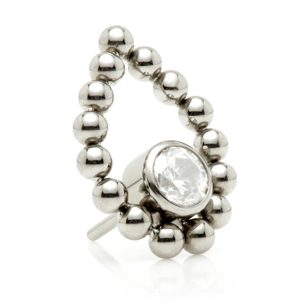 Ti Threadless Jewelled Bezel with Tear Shaped Ball Cluster Attachment