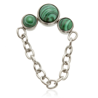 Ti Internal Triple Malachite Stone Bezel with Hanging Chain Attachment