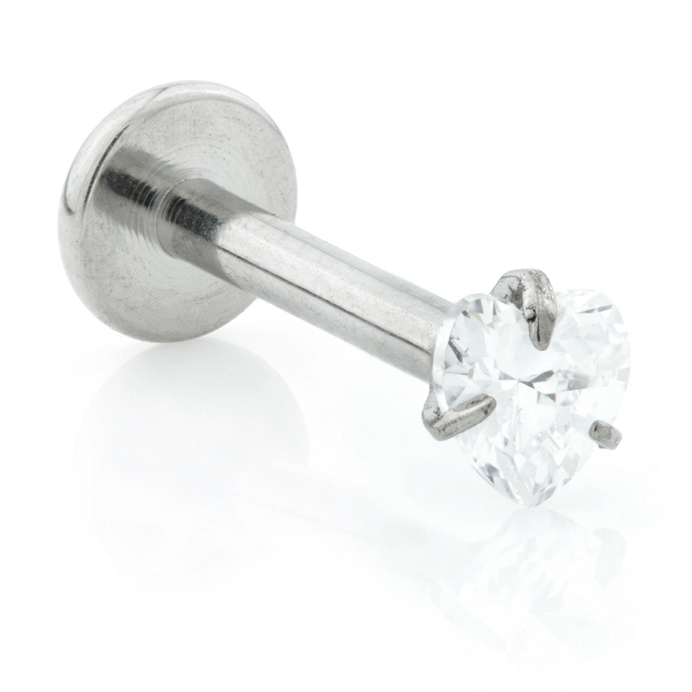 Internal Ti Micro Labret with Heart Gem Attachment (1.2mm)