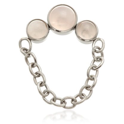 Ti Internal Triple Rose Quartz Stone Bezel with Hanging Chain Attachment