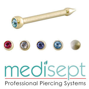 3x Champagne Titanium Crystal Medisept Nose Stud