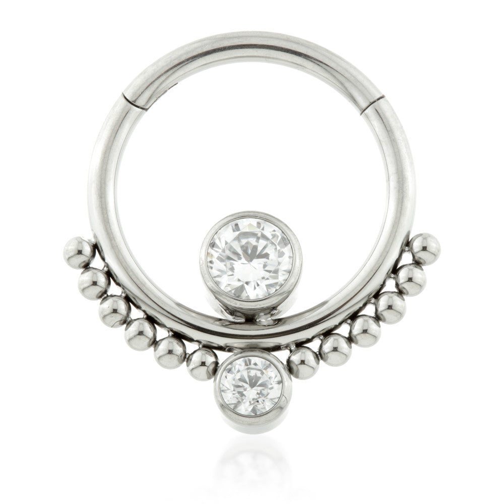 Ti Couture Double Gem Ball Hinged Ring