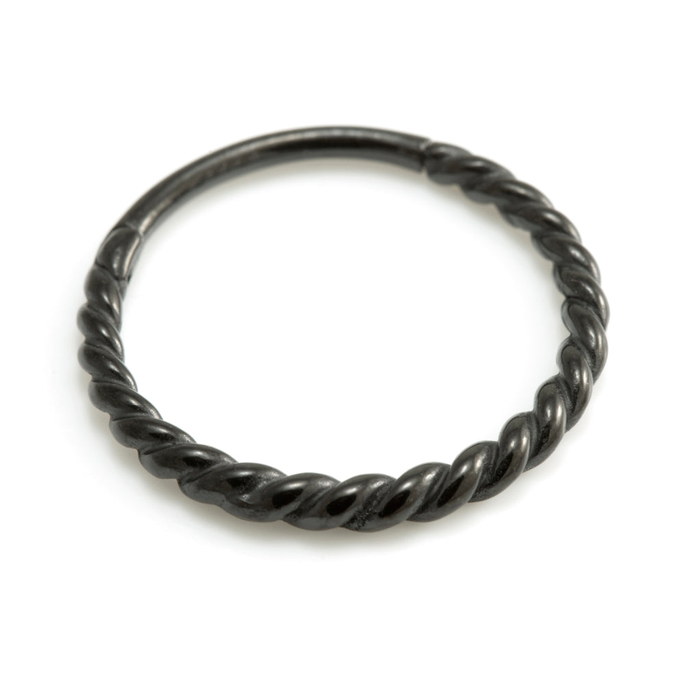 Black Steel Twisted Hinge Conch Ring