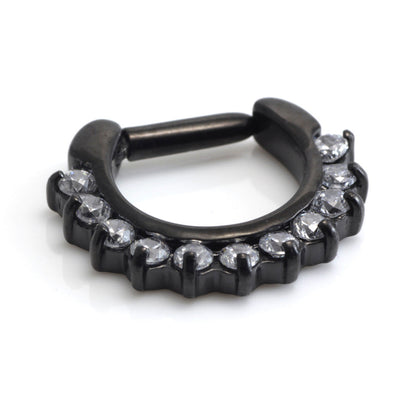 Black Steel Jewelled Septum Ring 2