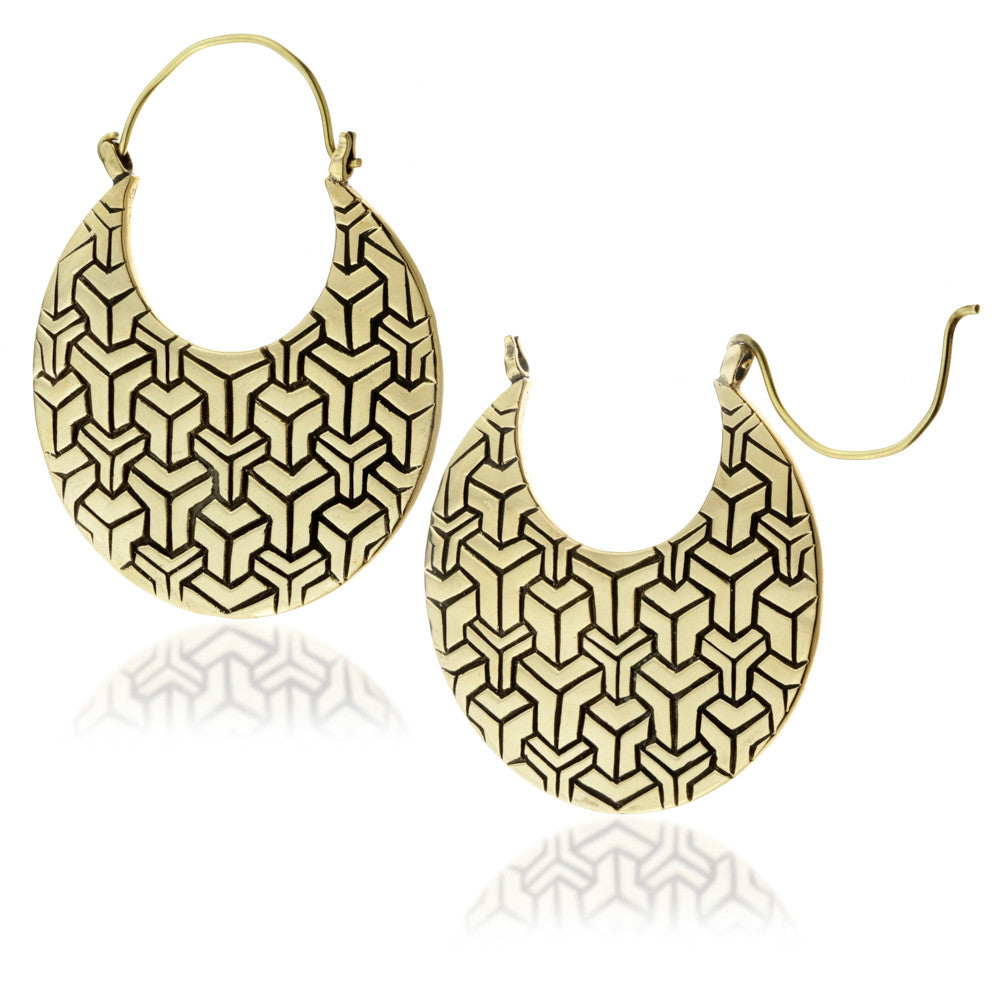 Brass Geometric Hoop Earrings (Pair)