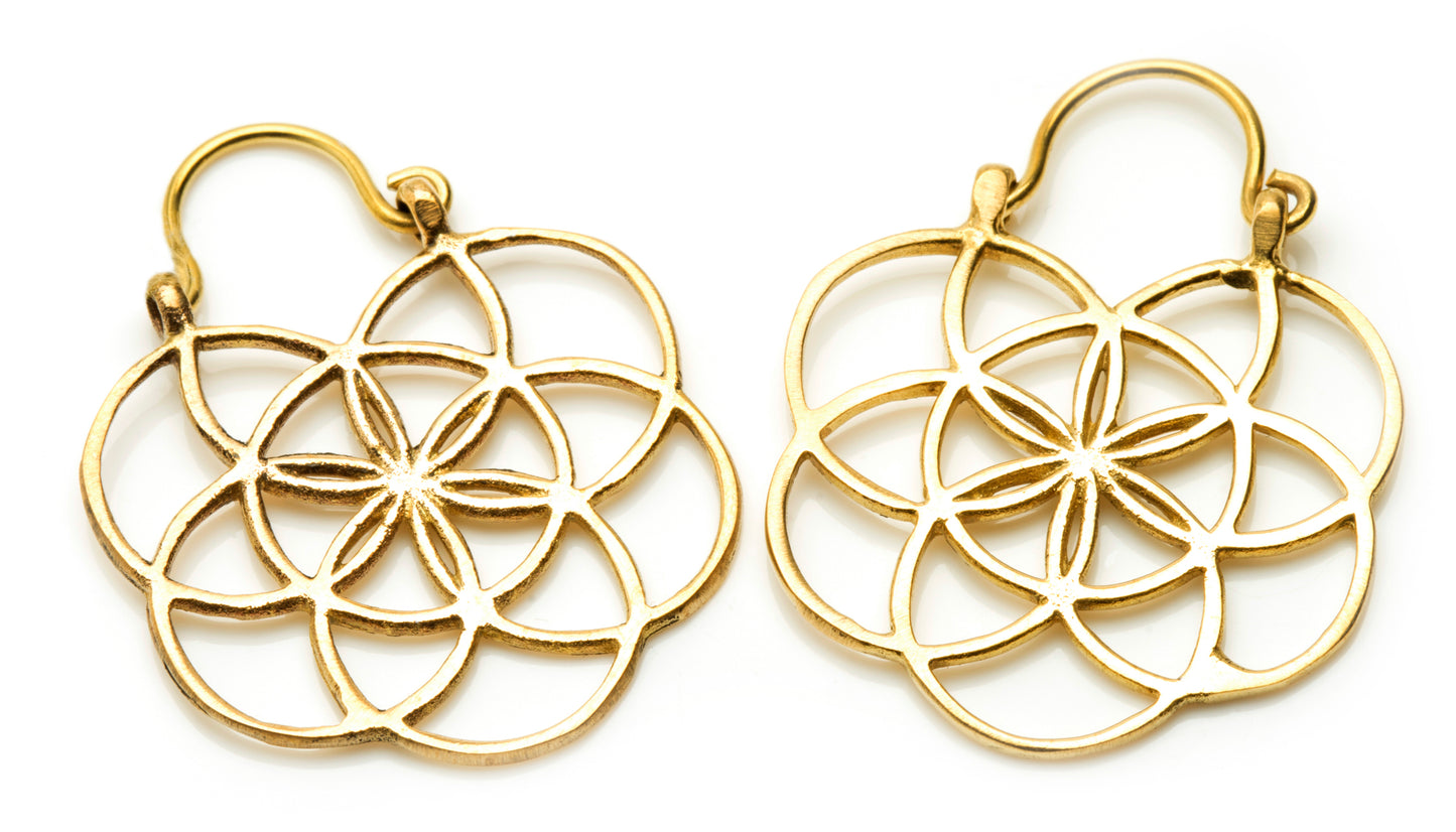 Tribal Brass Hoop Earrings (Pair)