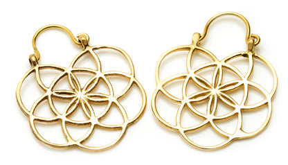 Tribal Brass Hoop Earrings (Pair)
