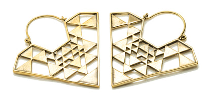 Brass Diamond Shape Hoop Earrings (Pair)