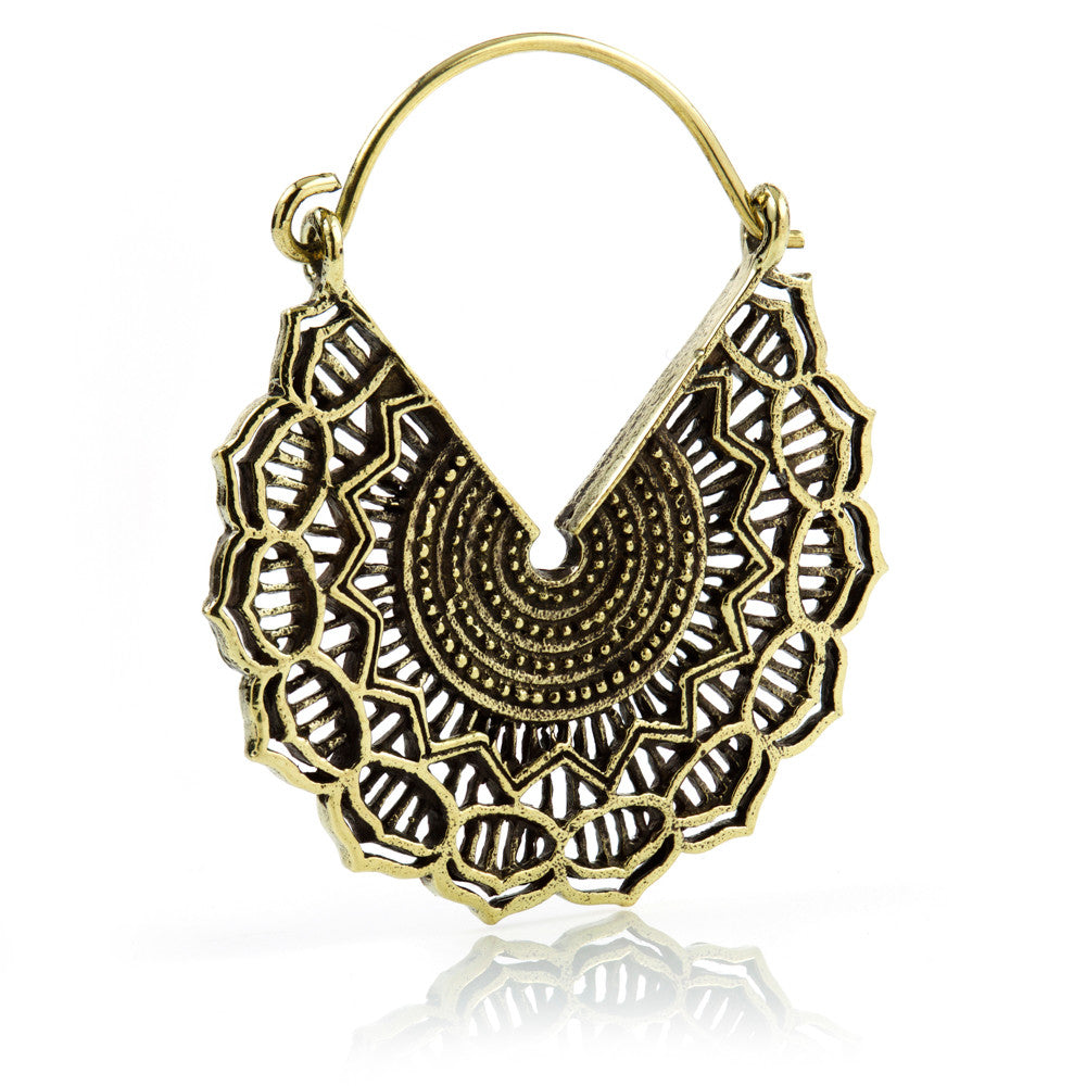 Brass Tribal Hoop Earrings (Pair) - BRASSHOOP60