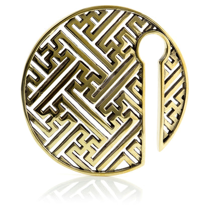 1x Geometric Round Brass Ear Weight - BRASSWEIGHT74