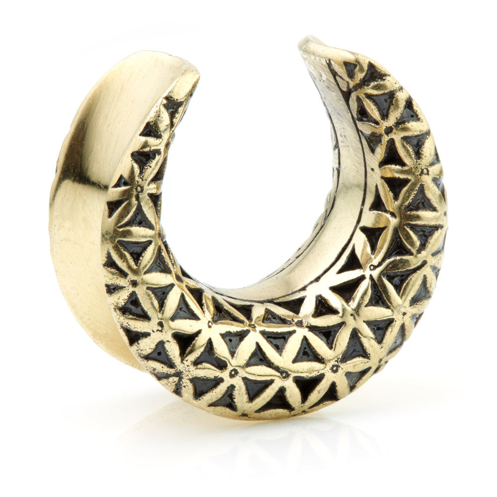 1x Brass Geometric Flower Saddle Plug - BRSAD4