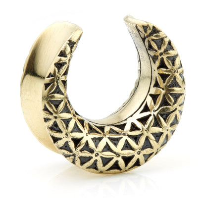 1x Brass Geometric Flower Saddle Plug - BRSAD4