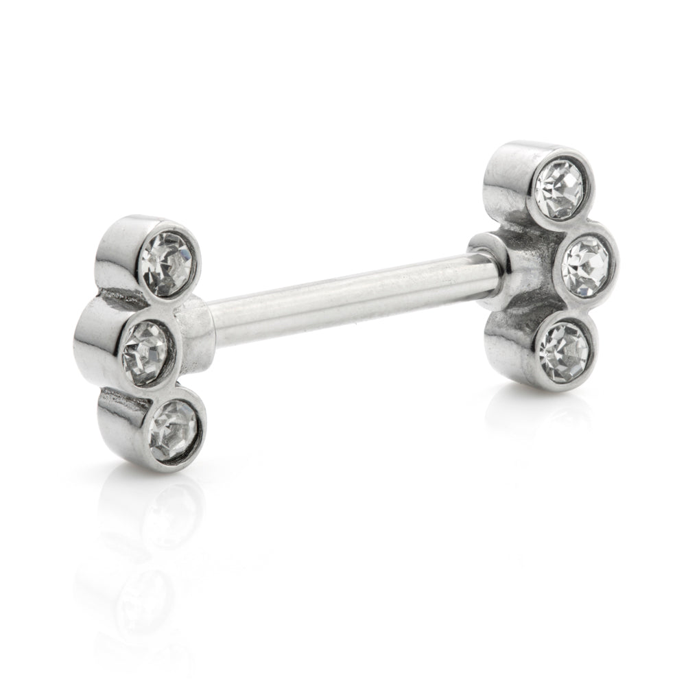 Cast Steel Triple Gem Nipple Bar - CSNB39-10