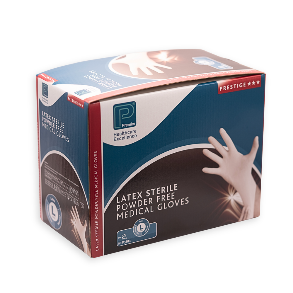Premier Prestige Latex Powder Free Sterile Gloves - 50 Pairs