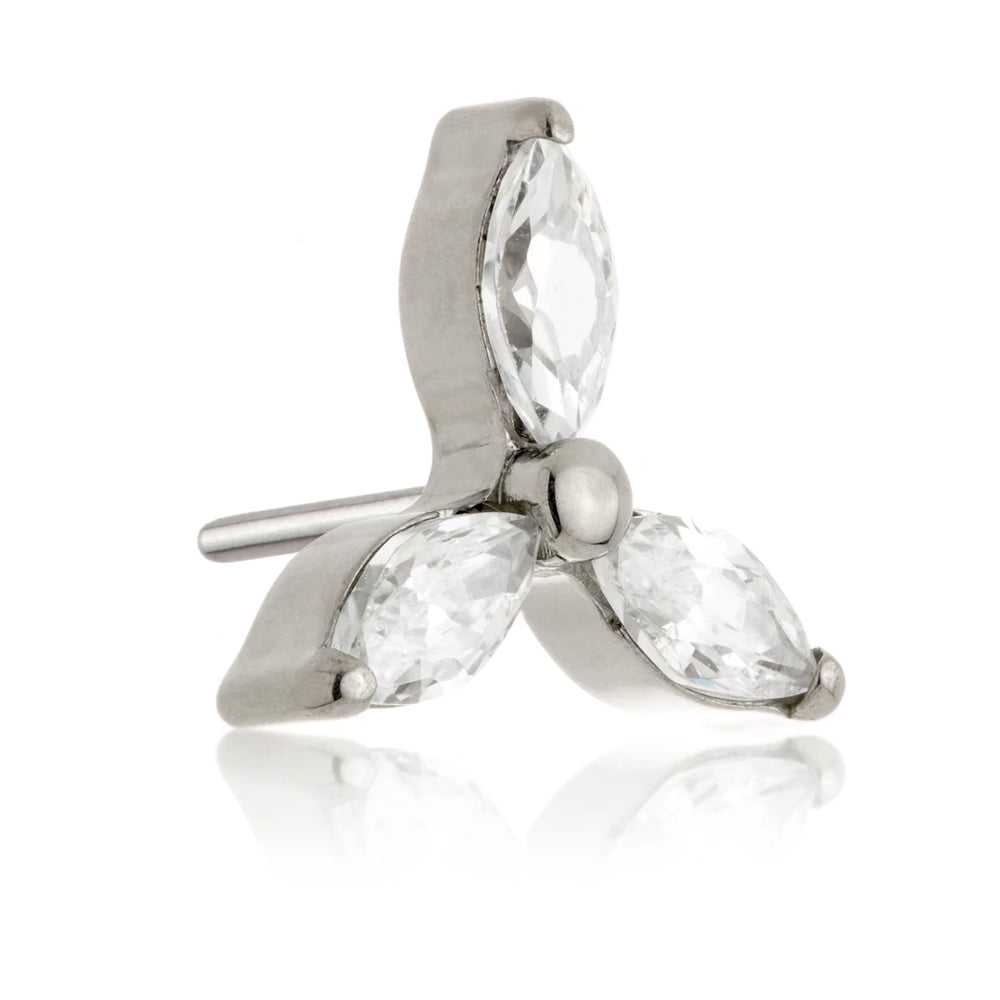 Ti Threadless Jewelled 3 Petal Flower Attachment
