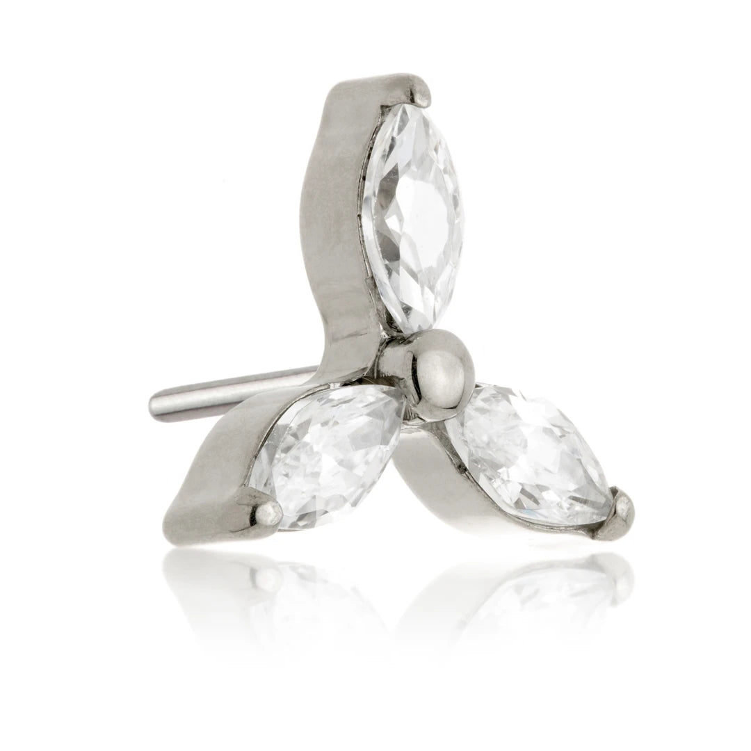 Ti Threadless Jewelled 3 Petal Flower Attachment
