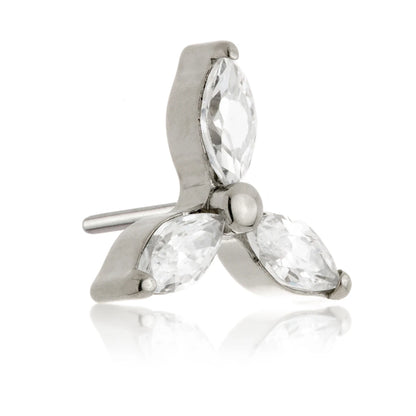 Ti Threadless Jewelled 3 Petal Flower Attachment