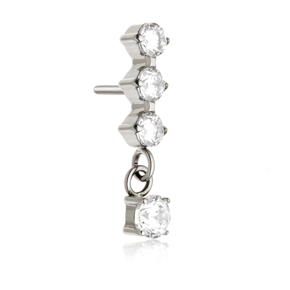 Ti Threadless Triple Gem with Hanging Gem Attachment