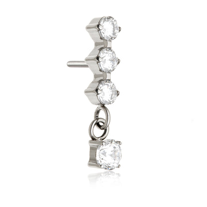 Ti Threadless Triple Gem with Hanging Gem Attachment