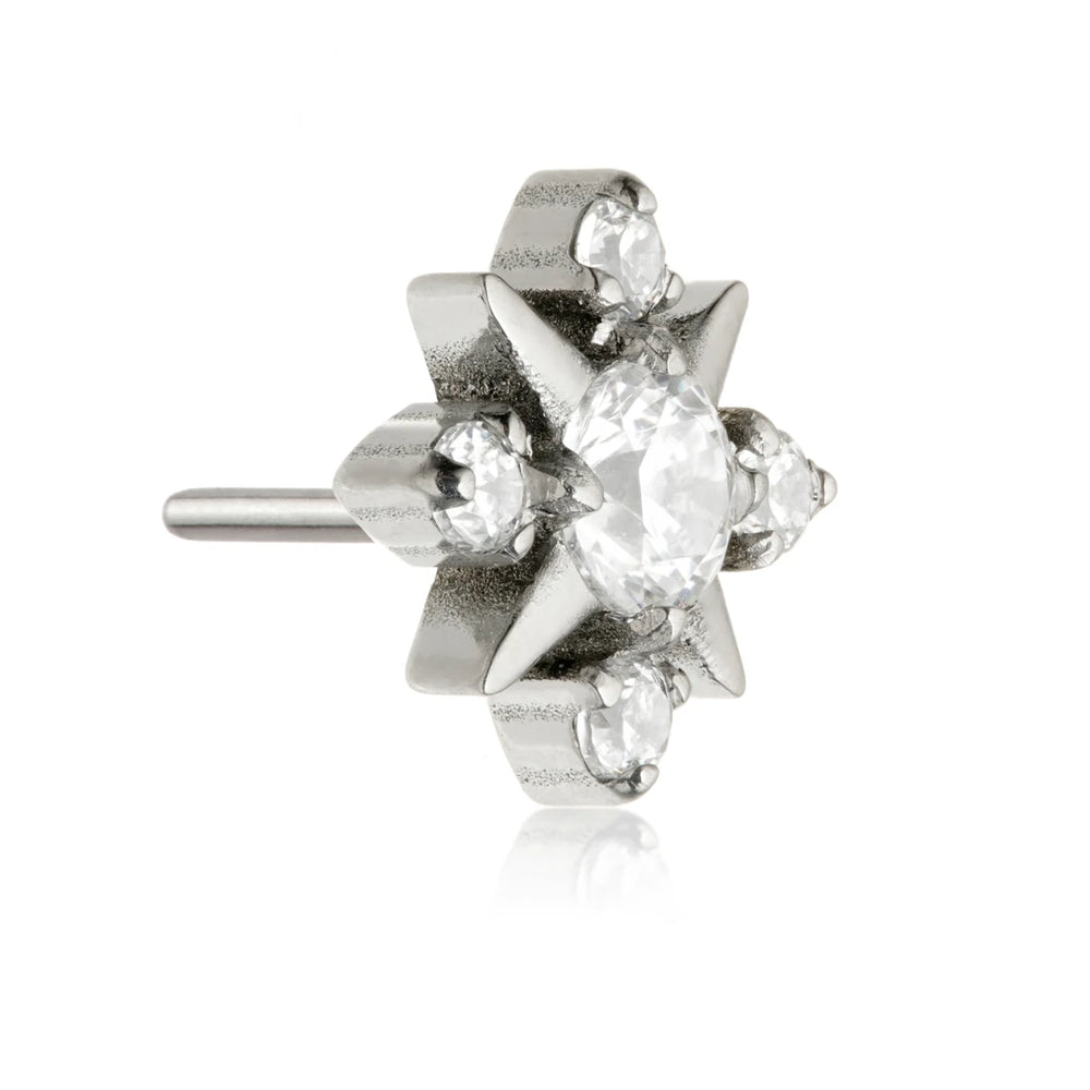 Ti Threadless Multi Gem Eight Pointed Star Attachment