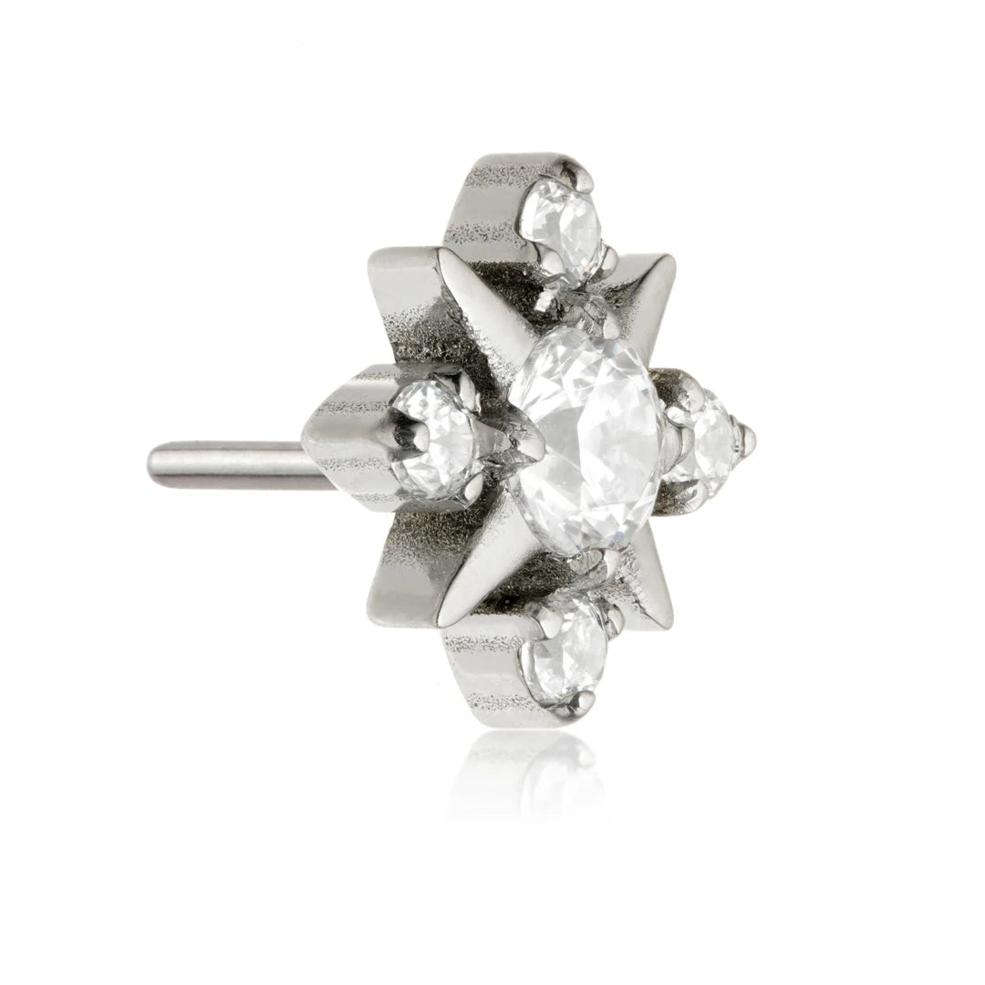 Ti Threadless Multi Gem Eight Pointed Star Attachment