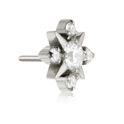 Ti Threadless Multi Gem Eight Pointed Star Attachment