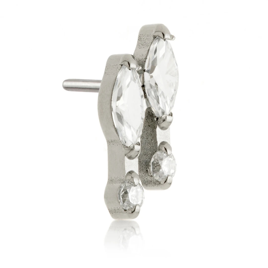 Ti Threadless Double Marquise With Jewelled Beads Attachment
