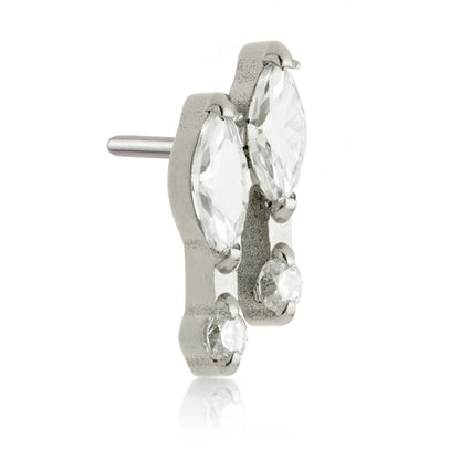 Ti Threadless Double Marquise With Jewelled Beads Attachment