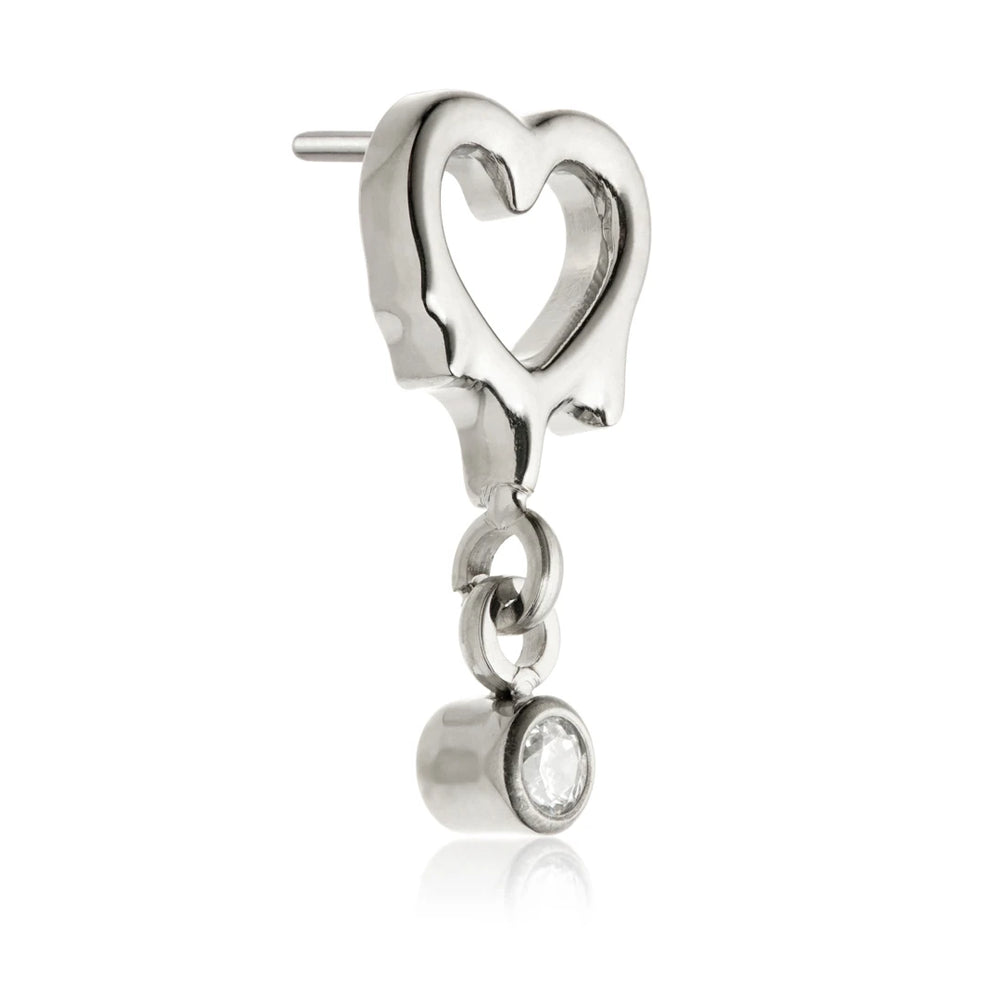 Ti Threadless Molten Heart With Gem Attachment