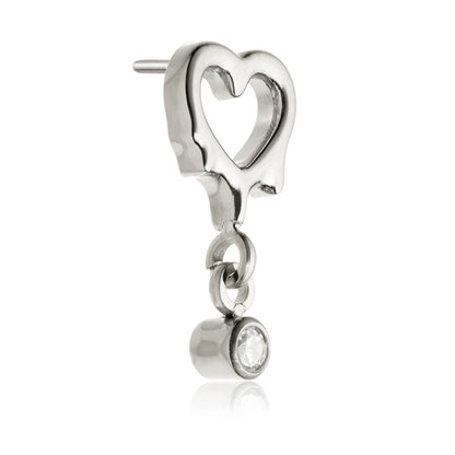 Ti Threadless Molten Heart With Gem Attachment